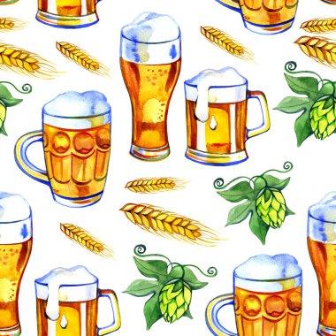 suluboya el çekilmiş bira, malt ve atlama desen