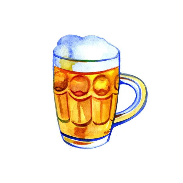 Pinta di birra disegnata a mano in acquerello — Foto Stock