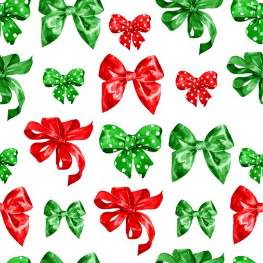 Kırmızı ve yeşil renklerde yay ile suluboya desen