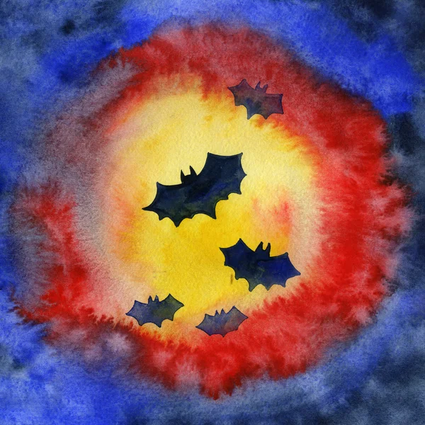 Акварель Хэллоуин текстура в стиле гранж с летучих мышей — стоковое фото