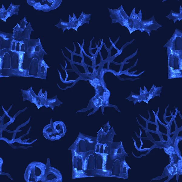 Halloween seamless pattern with pumpkin, bat. — Stock Image Halloween seamless pattern with pumpkin, bat. Stock Picture