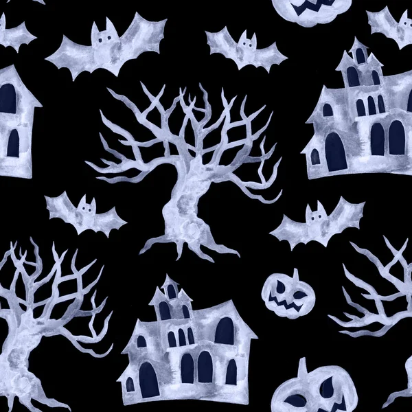 Halloween naadloze patroon met halloween pompoen, bat. — Stockfoto