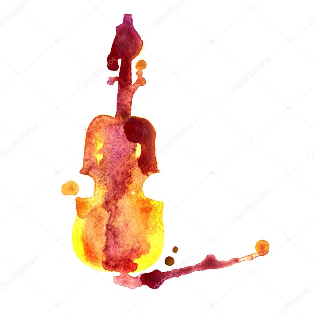 Detailed sketch, colored violin. Isolated on white background — Stock