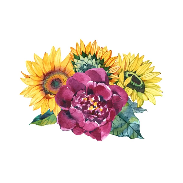 Watercolor floral bouquet clipart. Handpainted flowers clip art