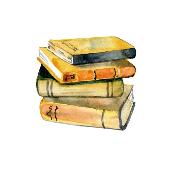 Livros antigos aquarela isolados em um fundo branco. — Fotografia de Stock