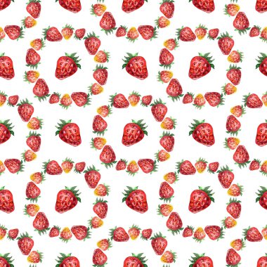 Kusursuz suluboya çilek deseni. Yaz kırmızı çilek arka planı