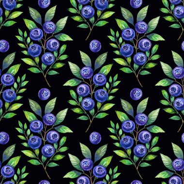 Yabanmersini suluboya desenli. El çizimi illüstrasyon