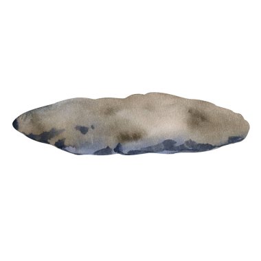 Uzun düz bir taşın suluboya çizimi doğal toprak dokusu ve yumuşak eğimleriyle. Doğa tasarımları, manzaralar, botanik kompozisyonlar, açık hava temaları, markalaşma, çıkartmalar ve zanaat projeleri için idealdir.