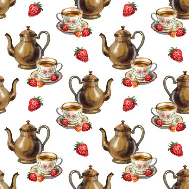 Konforlu dikişsiz suluboya desenli, kaliteli çay seti ve taze çilek içeriyor. Tasarım zarif bir çaydanlık ve narin çay fincanları içeriyor. Sıcak, nostaljik bir Cottagecore atmosferi yaratıyor.