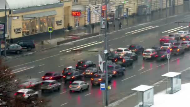 Verkeersopstopping in Moskou, Rusland — Stockvideo