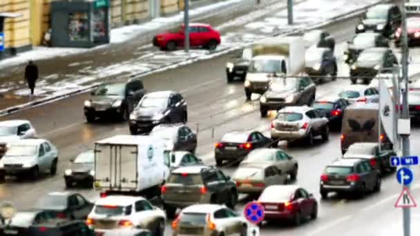 Blocco del traffico a Mosca, Russia — Video Stock