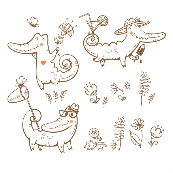 Cartoon crocodiles set. Stock Vector