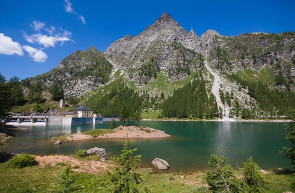 Blick Auf Den Devero See Ein Künstliches Becken Durch Einen — Stockfoto