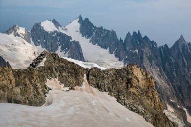 Fransa, Avrupa 'daki Punta Helbronner' dan Monte Bianco 'nun buzulunun manzarası