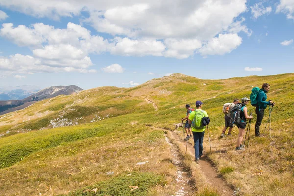 Monte Terminillo, İtalya - 21 Ağustos 2021: Lazio, İtalya 'da Prato Terminillo Prato Sassi' sinin panoramik manzarası