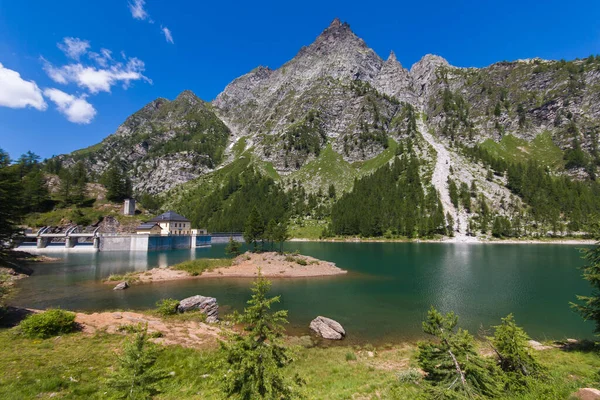Schöne Aussicht Auf Den Künstlichen Staudamm Piemont Italien — Stockfoto