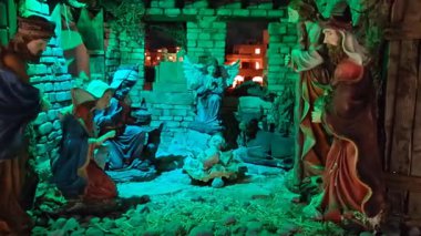 Noel yemliği İsa 'nın doğumu manzarası. Noel zamanı. İsa 'nın Doğumu Sahnesi