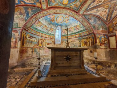 San Magno, Anagni Katedrali, İtalya 'daki Mezar Odası' ndaki 'Ortaçağ' ın Sistine Şapeli 'nin detaylı görüntüsü.