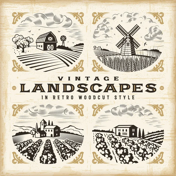 Vintage manzara seti