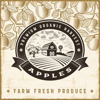 Vintage elma hasat etiket