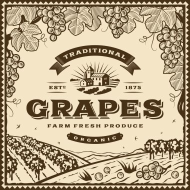 Vintage kahverengi üzüm etiket