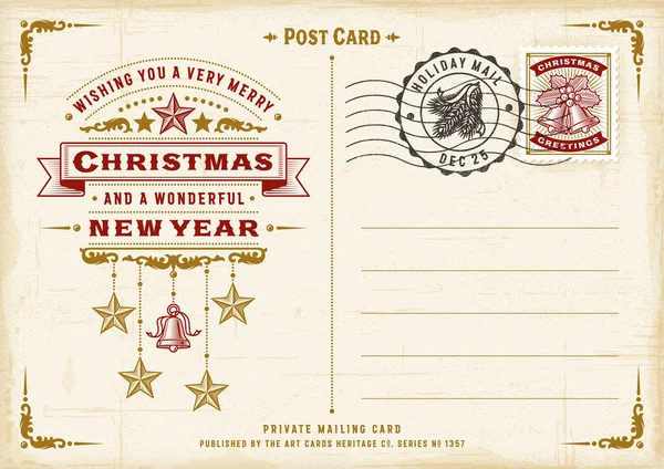 Vintage Christmas Typography Postcard Editable Eps10 Vector Illustration Retro Woodcut Royalty Free Stock Vectors