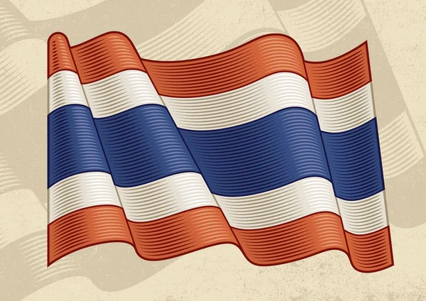 Vintage Bendera Thailand Ilustrasi Vektor Eps8 Yang Dapat Diedit Dengan - Stok Vektor