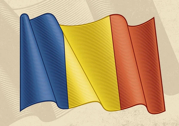 Bendera Vintage Rumania Ilustrasi Vektor Eps8 Yang Dapat Diedit Dengan - Stok Vektor