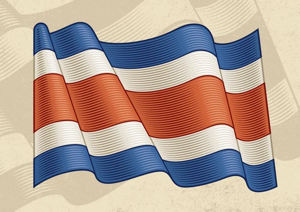 Vintage Flag Costa Rica Upravitelná Vektorová Ilustrace Eps8 Maskou Střihu Stock Vektory