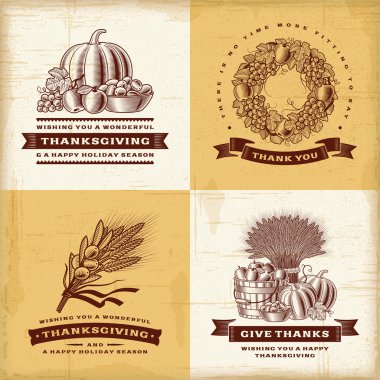Vintage Thanksgiving labels set clipart