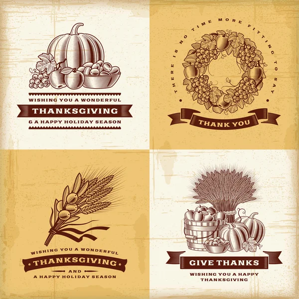 Vintage thanksgiving etiketter set — Stock vektor