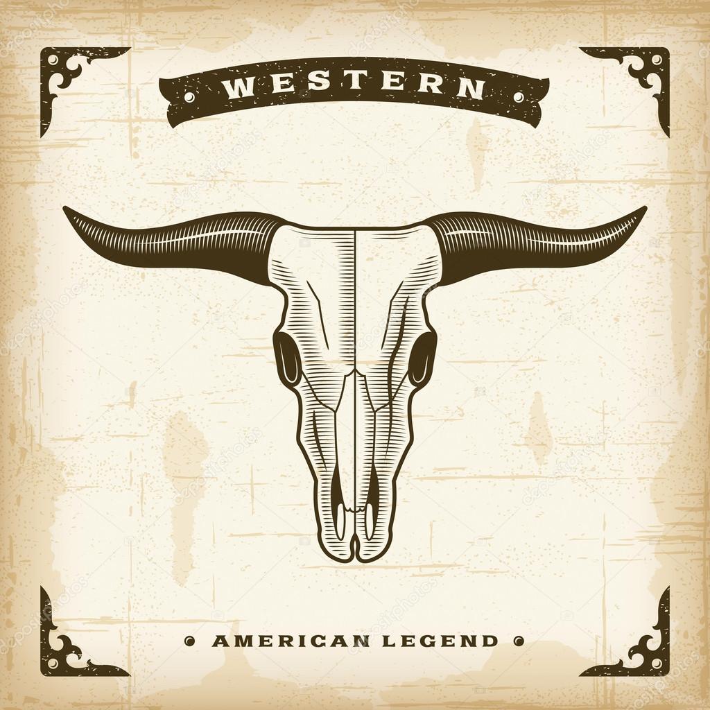 Vintage Western Bull Skull