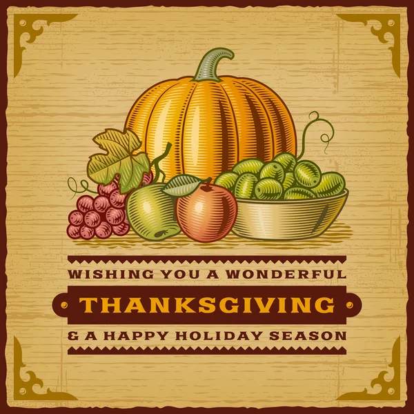 Vintage Thanksgiving Card — Stock Vector