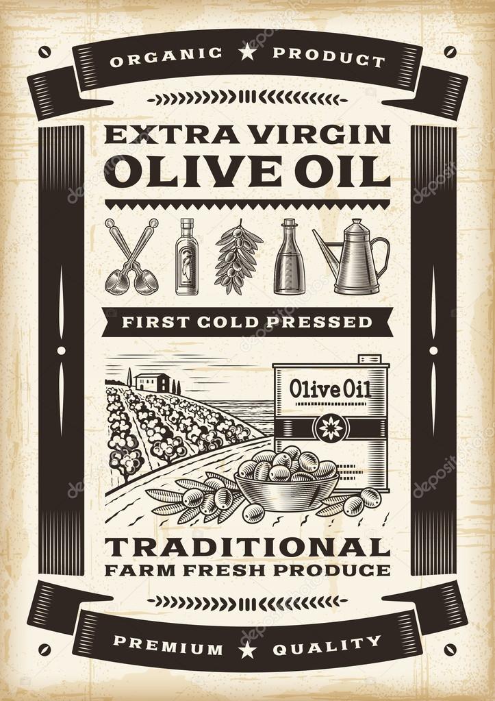Vintage olive oil poster