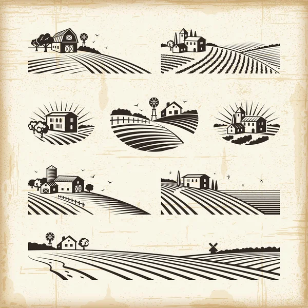 Retro landschappen — Stockvector