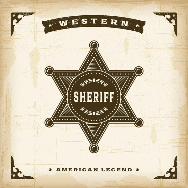 Insignia de Sheriff occidental vintage — Vector de stock