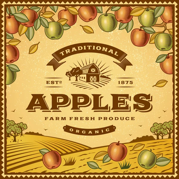 Vintage appels label — Stockvector