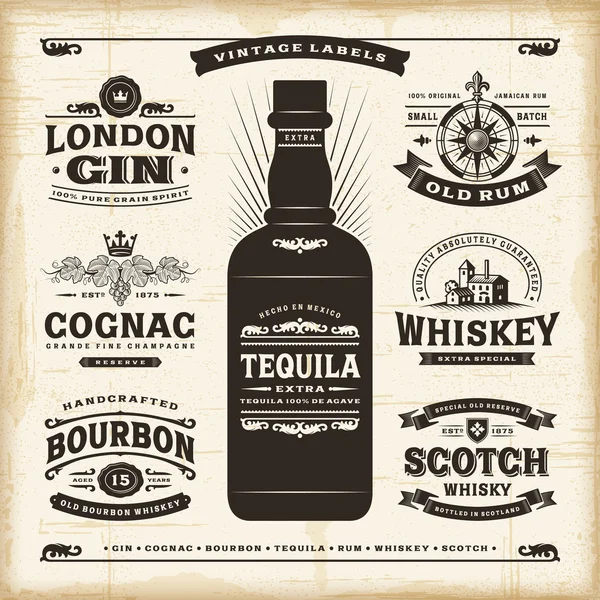 Vintage alcohol labels-collectie — Stockvector