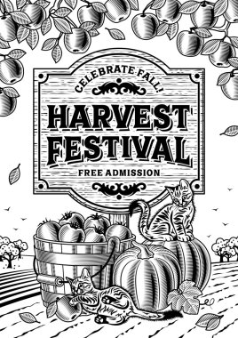 Harvest Festival Poster black and white clipart