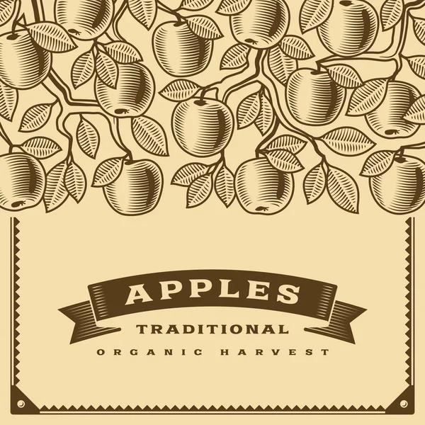 Tarjeta de cosecha de manzana retro marrón — Vector de stock