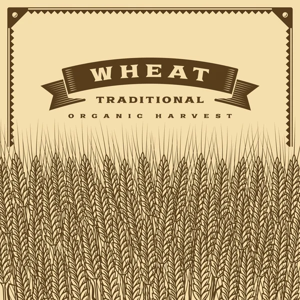 Retro wheat harvest card brown — Stock Vector
