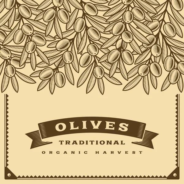 Retro olive harvest card brown Royalty Free Stock Vectors