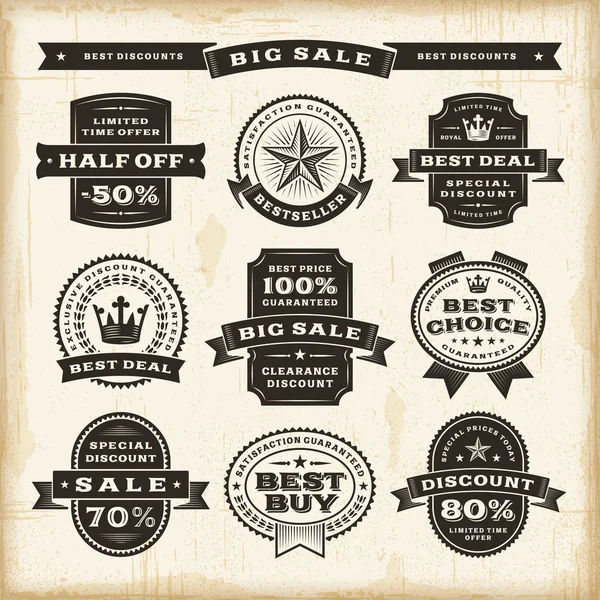 Vintage sale labels set — Stock Vector