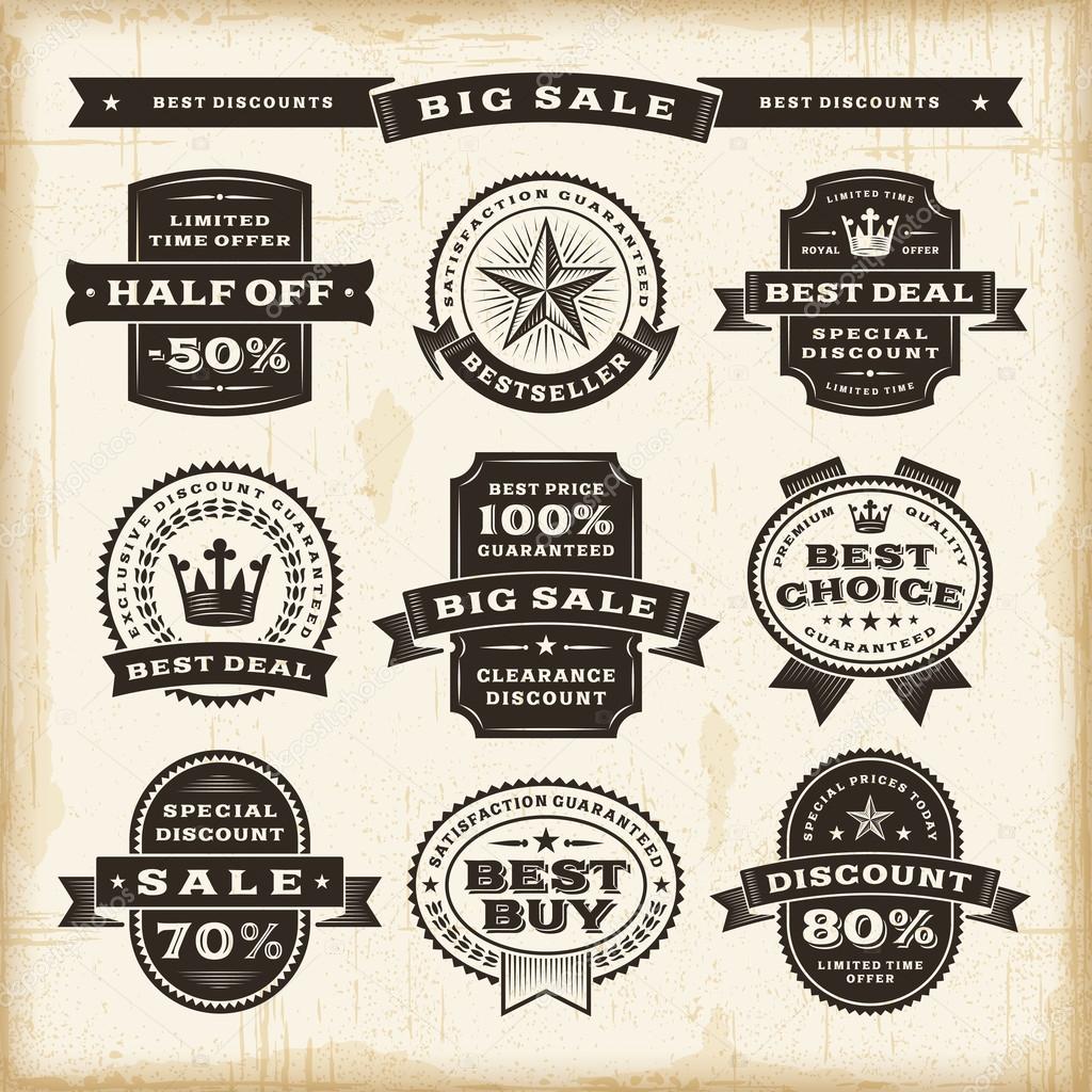 Vintage sale labels set