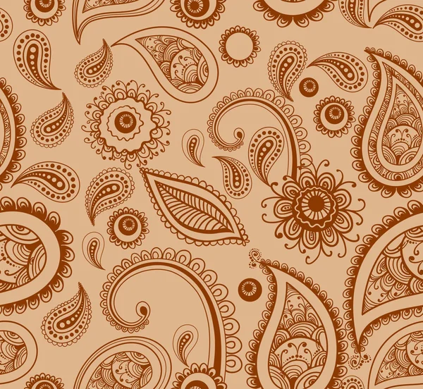 Mehndi marrone hennè pittura modello senza soluzione di continuità — Vettoriale Stock