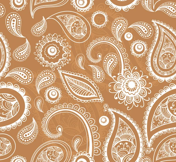 Mehndi hennè bianco pittura modello senza soluzione di continuità — Vettoriale Stock