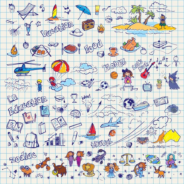 büyük elle çizilmiş vektör set doodles