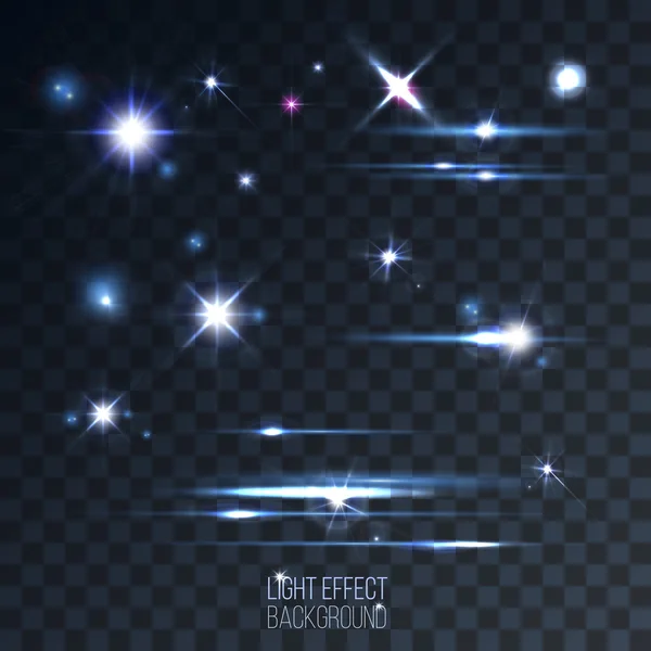 soyut objektif yıldız fişekleri ve şeffaf bac üzerinde çizgiler kümesi