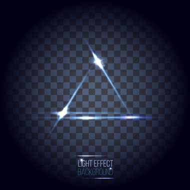 soyut neon üçgen objektif afiş ile yıldızlar ve mercek parlamaları tran üzerinde