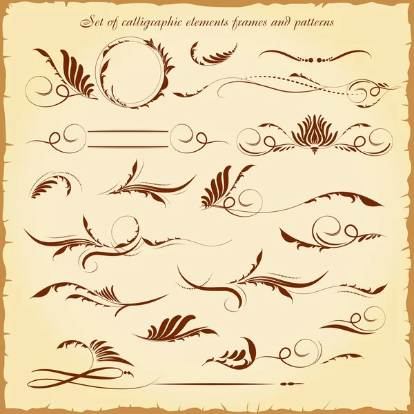 kaligrafik öğelerin çerçeveler ve desen 2 set
